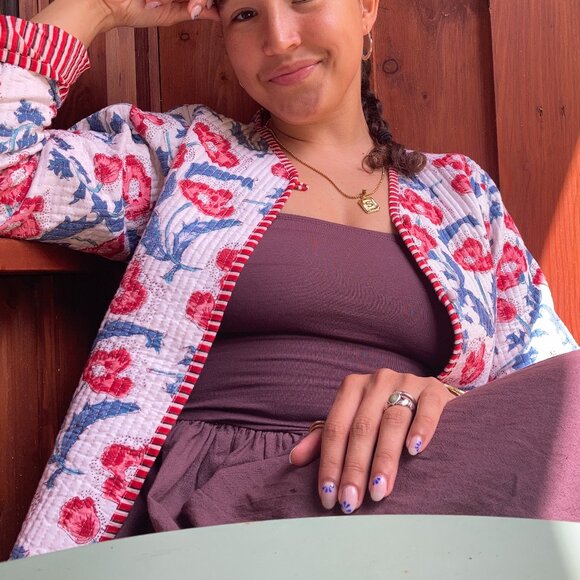 Reversible Block Print Quilted Jacket - Picture 5 of 5